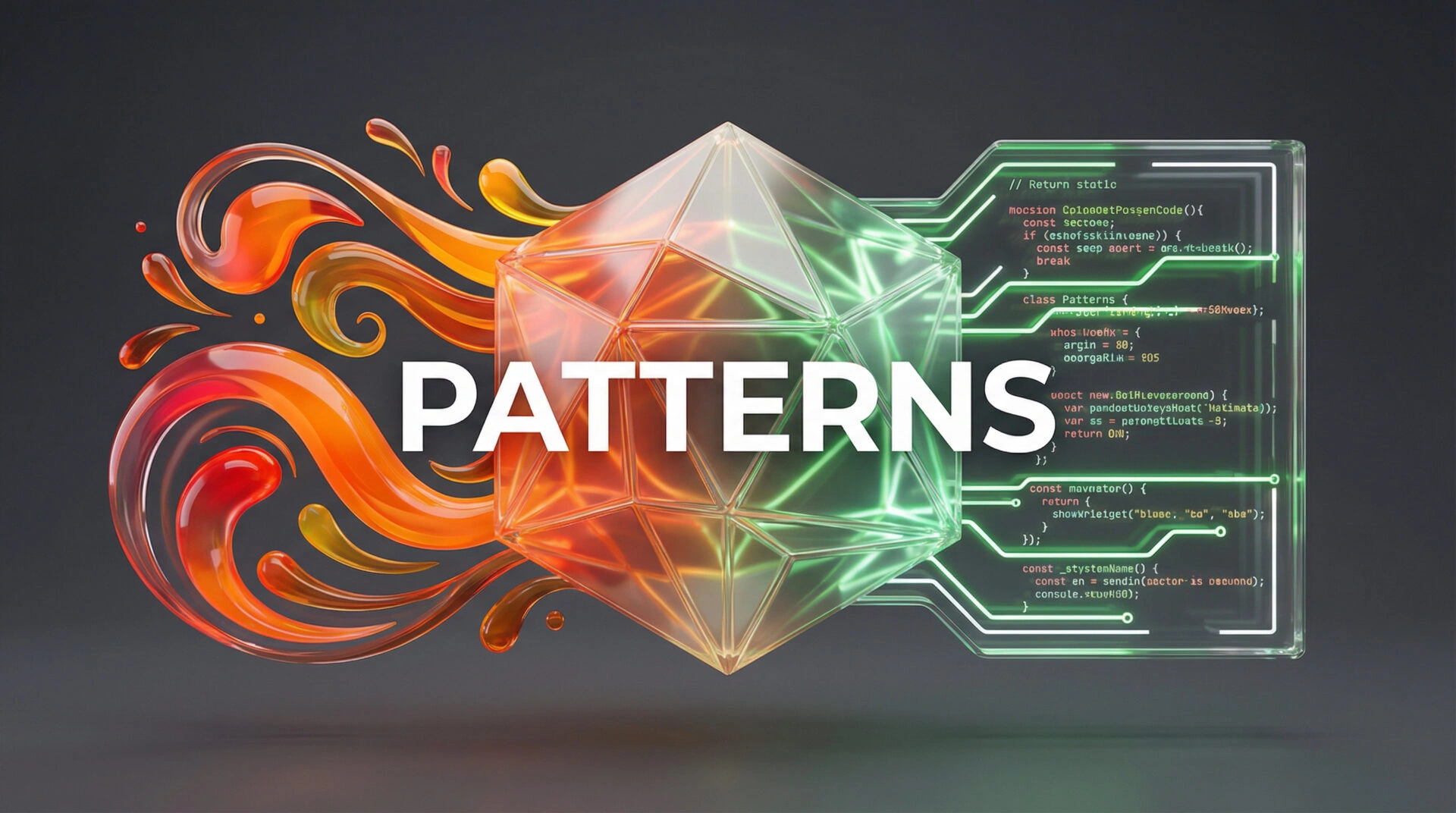 An abstract illustration showing the bridge between creative graphic design and technical web development code.